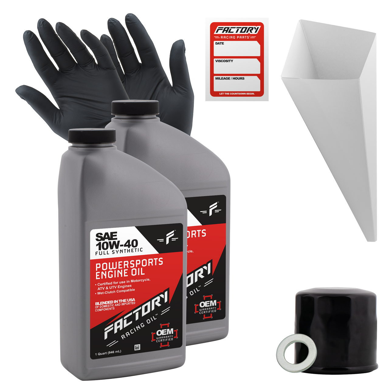 Factory Racing Parts SAE 10W-40 2 Quart Oil Change Kit For Honda NSS300 Forza, SH300i-0