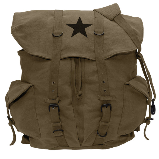 Vintage Weekender Canvas Backpack with Star