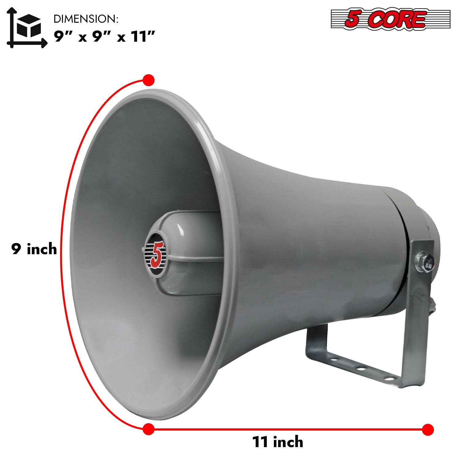 5Core PA Horn Loud Speaker 9 Inch Outdoor Indoor 20W 8 Ohm Multi Purpose Loudspeaker-3