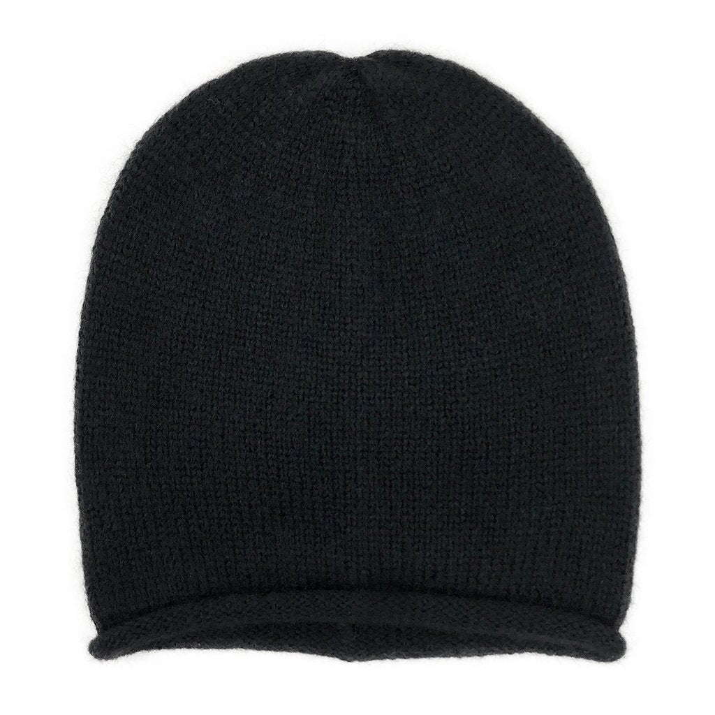 Black Essential Knit Alpaca Beanie