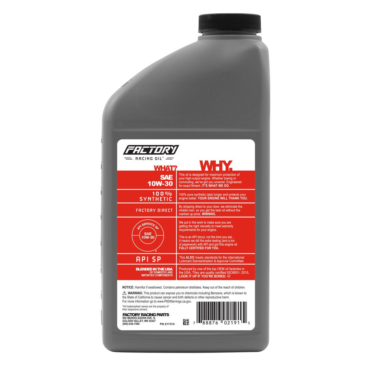 Factory Racing Parts Oil Change Kit For Chrysler Pacifica 3.5L 2004-2006, 4.0L 2007-2008 10W-30 Full Synthetic Oil - 6 Quarts-2