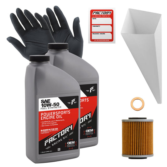 Factory Racing Parts 10W50 Oil Change Kit compatible with Husqvarna 701 Enduro/Supermoto, Svartpilen 701, Vitpilen 701, and KTM 690 Duke/R - 2 Quarts-0