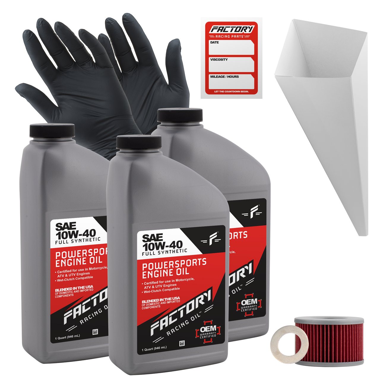 Factory Racing Parts SAE 10W-40 3 Quart Oil Change Kit For Honda CB400A, CB400N, CB400T, CBX400F, CM400T, CBX550-0