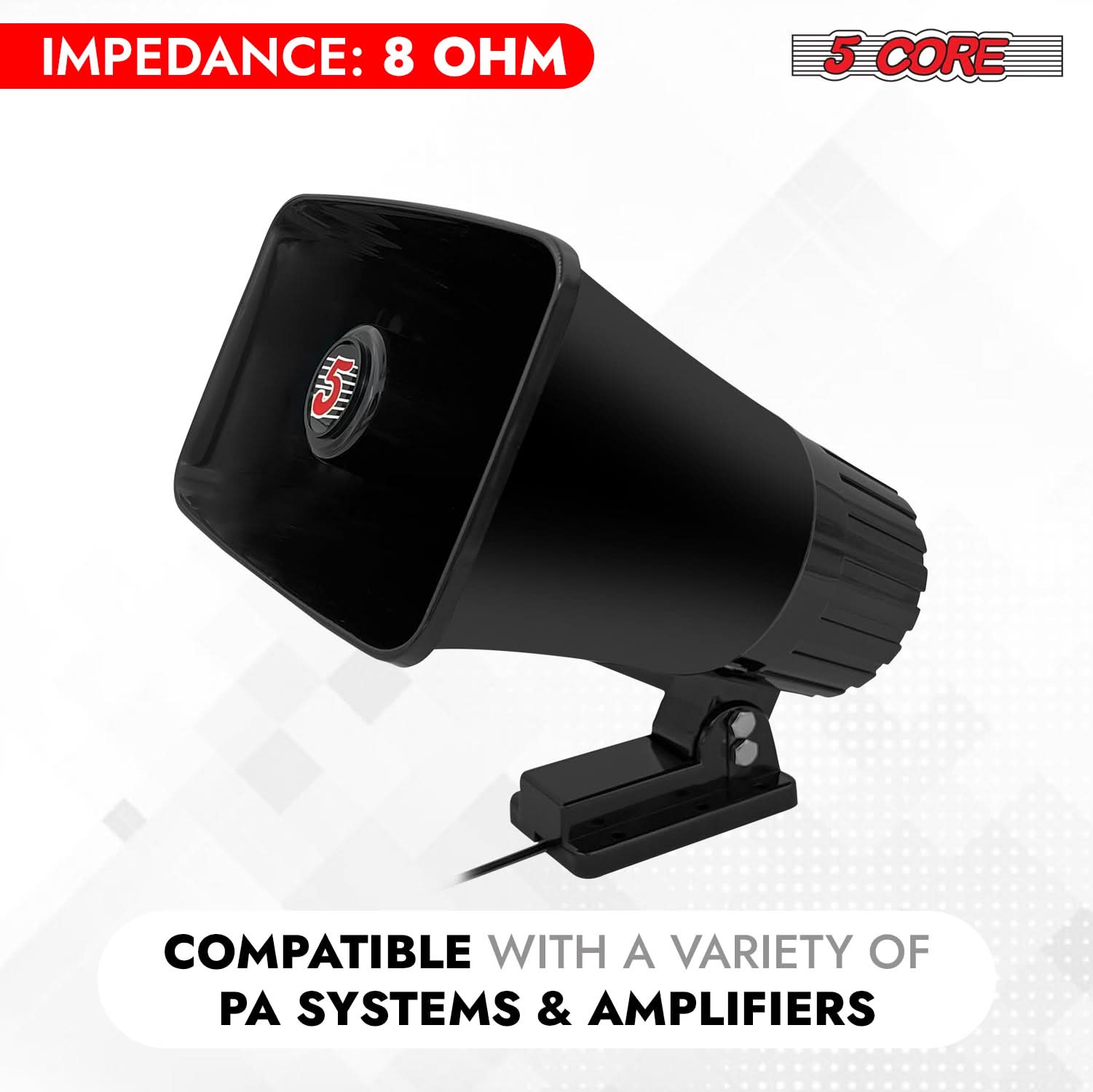 5 Core PA Speaker 5 x 8" 65W Bull Horn Loud Audio Outdoor Speakers System 8Ohm Reflex Megaphone-2