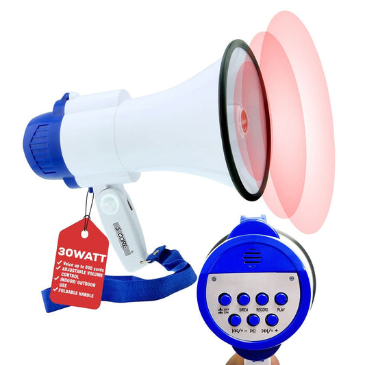 5Core Megaphone Bullhorn Speaker 30W Mini Bull Horn Battery Power Megafono 800 Feet-0